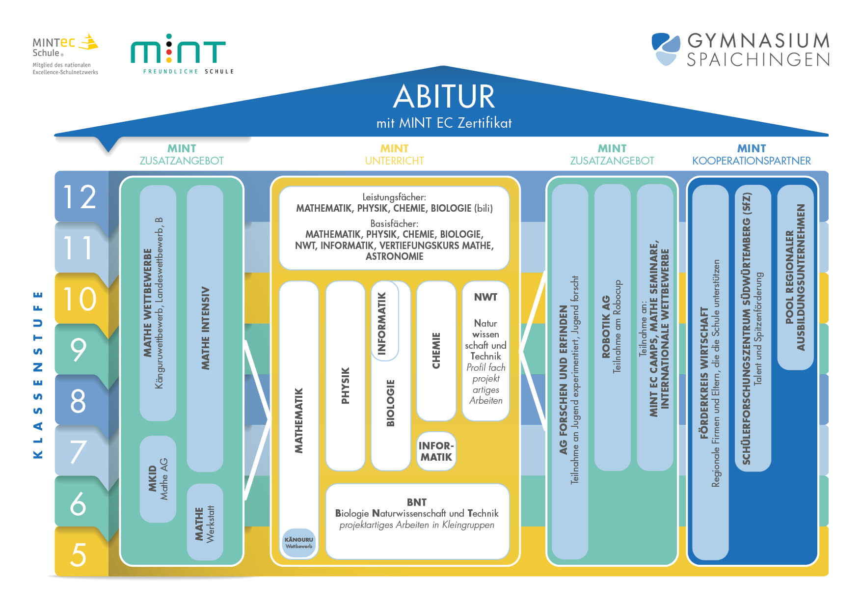 Schaubild über den Aufbau des Abiturs mit MINT EC Zertifikat
